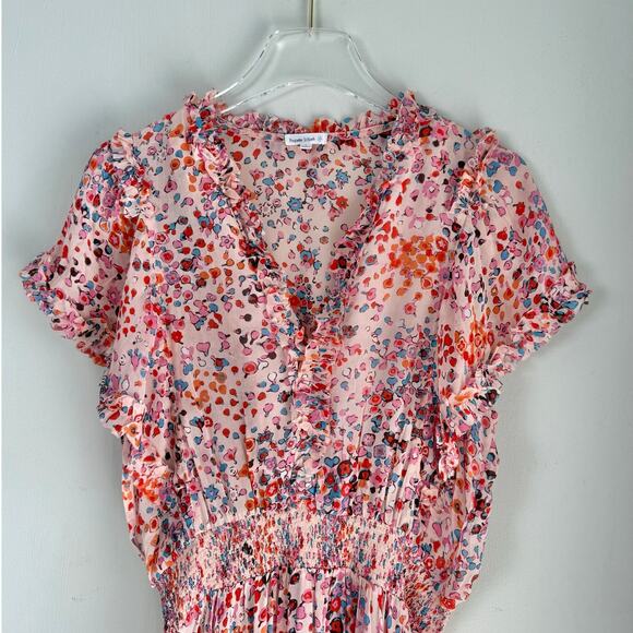 Coquette Mini Dress Poupette St. Barth Amber Women’s Small Ruffled Floral Pink - Picture 11 of 11